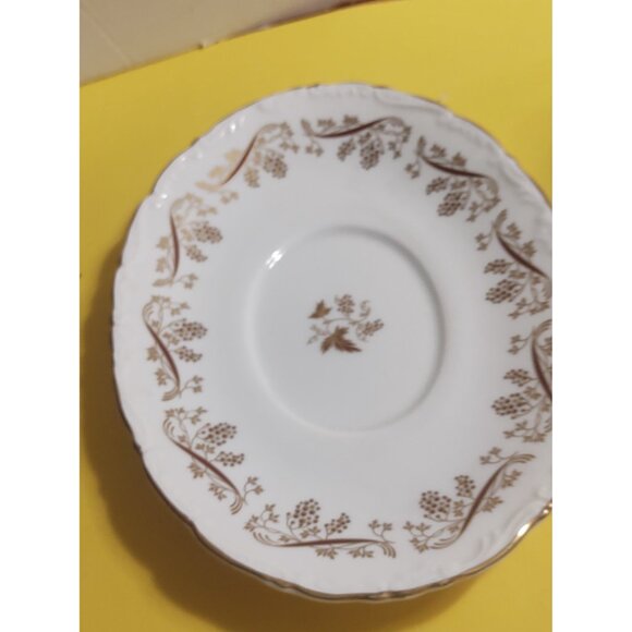 Vintage Coalport England Gravy Boat & Underplate "Burgundy" Pattern - Picture 4 of 14